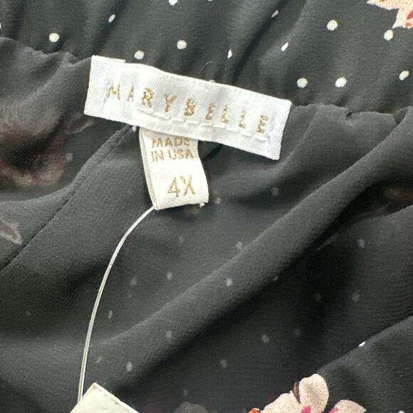 Marybelle Pleated Skirt Plus Size 4X Black Red Floral Knee Length Made USA NEW - Picture 3 of 13